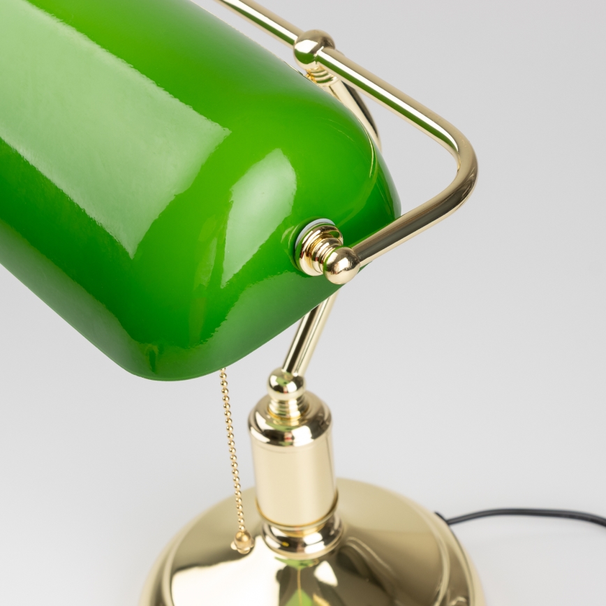 Brilagi - Tischlampe BANK OFFICE 1xE27/60W/230V goldfarben/grün