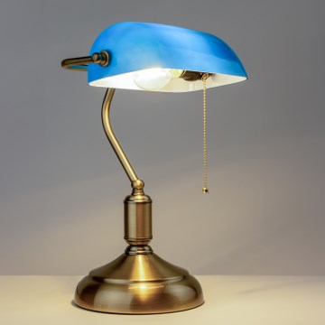 Brilagi - Tischlampe BANK OFFICE 1xE27/60W/230V Messing/Blau