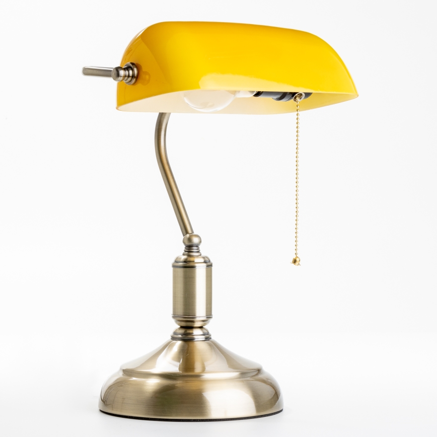 Brilagi - Tischlampe BANK OFFICE 1xE27/60W/230V Messing/Orange