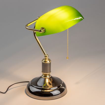 Brilagi - Tischlampe BANK OFFICE 1xE27/60W/230V schwarz/gold/grün