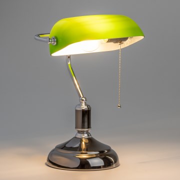 Brilagi - Tischlampe BANK OFFICE 1xE27/60W/230V schwarz/silber/grün