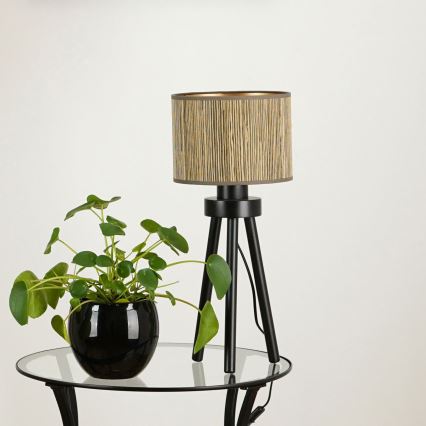 Brilagi - Tischlampe BOSTON ROLLER 1xE27/15W/230V Stroh Braun/Gold