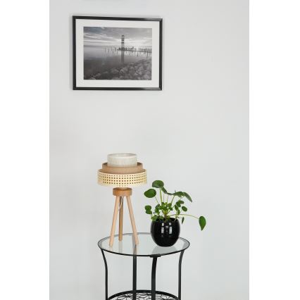 Brilagi - Tischlampe CEDAR LUNETA 1xE27/15W/230V Rattan/Braun/Creme