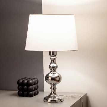 BRILAGI - Tischlampe CERIA 1xE27/60W/230V Ø 30 cm glänzender Chrom/weiß