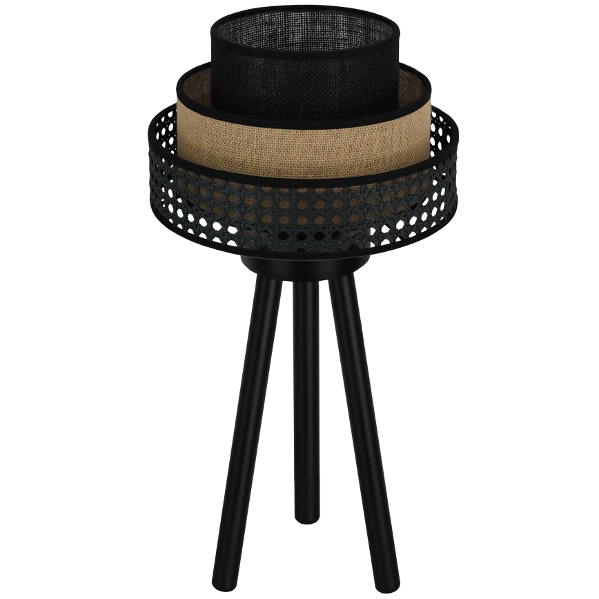 Brilagi - Tischlampe DAKOTA LUNETA 1xE27/15W/230V schwarz/Rattan