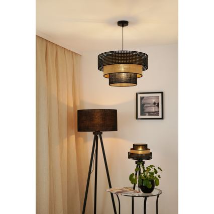 Brilagi - Tischlampe DAKOTA LUNETA 1xE27/15W/230V schwarz/Rattan