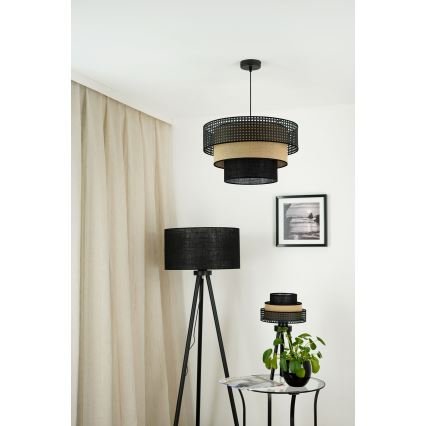 Brilagi - Tischlampe DAKOTA LUNETA 1xE27/15W/230V schwarz/Rattan