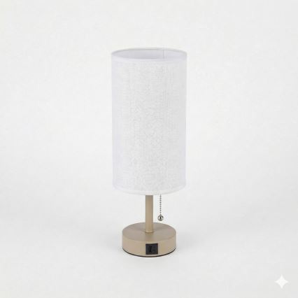 Brilagi - Tischlampe mit USB-Anschluss TABLON 1xE27/25W/230V beige/weiß