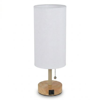 Brilagi - Tischlampe mit USB-Anschluss TABLON 1xE27/25W/230V Eiche/beige/weiß