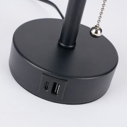Brilagi - Tischlampe mit USB-Anschluss TABLON 1xE27/25W/230V schwarz/weiß