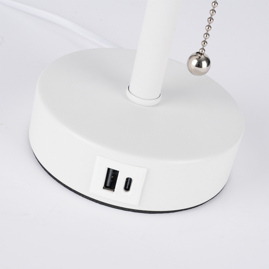 Brilagi - Tischlampe mit USB-Anschluss TABLON 1xE27/25W/230V weiß/beige