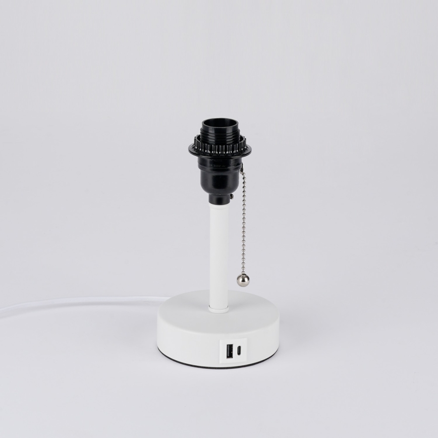 Brilagi - Tischlampe mit USB-Anschluss TABLON 1xE27/25W/230V weiß/creme