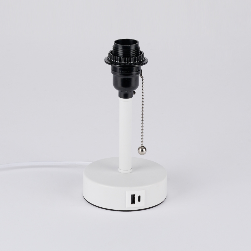 Brilagi - Tischlampe mit USB-Anschluss TABLON 1xE27/25W/230V weiß/grau