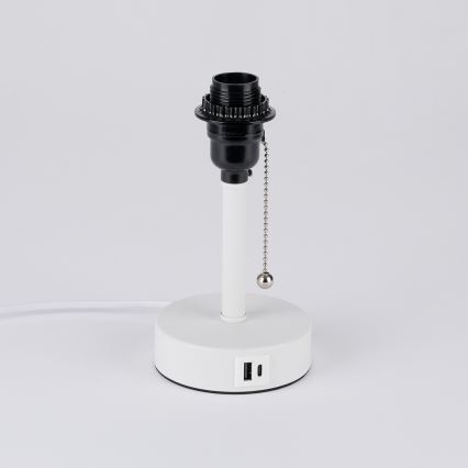 Brilagi - Tischlampe mit USB-Anschluss TABLON 1xE27/25W/230V weiß
