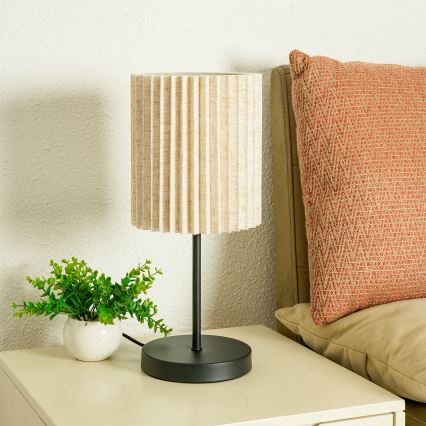 Brilagi - Tischlampe NORDIC WAVE 1xE27/15W/230V Leinen/Schwarz