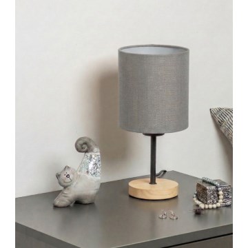 Brilagi - Tischlampe NUBILA WOOD 1xE27/25W/230V Eiche/Schwarz/Hellgrau