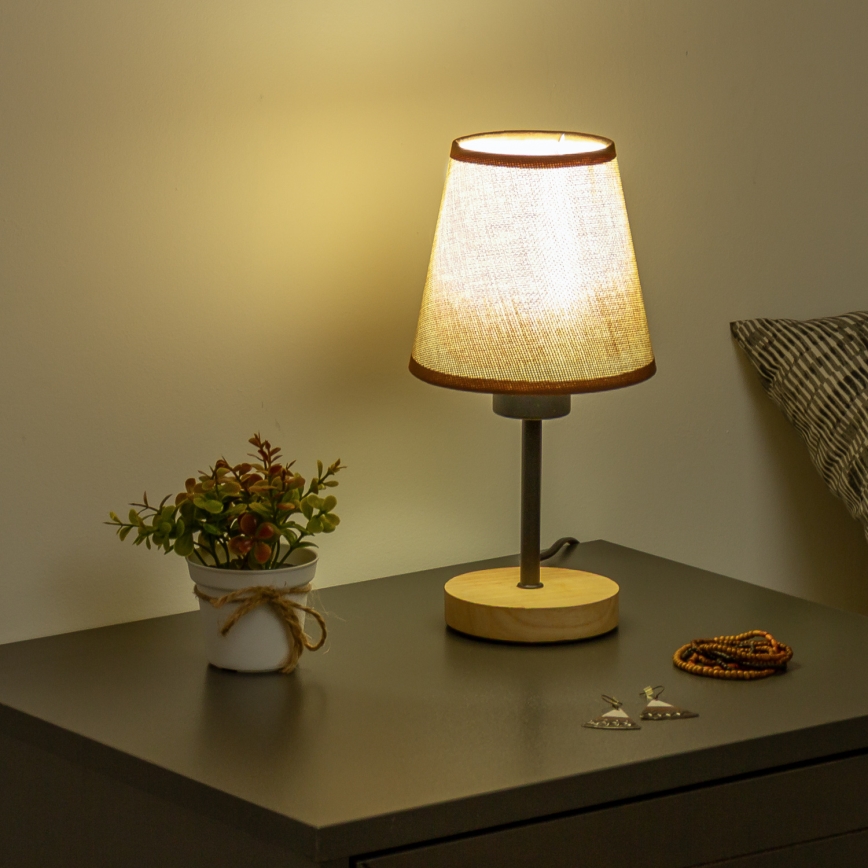 Brilagi - Tischleuchte NUBILA WOOD 1xE27/25W/230V Eiche/braun