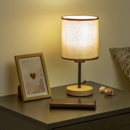 Brilagi - Tischleuchte NUBILA WOOD 1xE27/25W/230V Eiche/braun