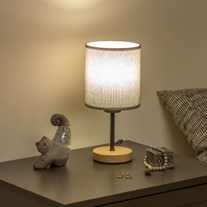 Brilagi - Tischleuchte NUBILA WOOD 1xE27/25W/230V Eiche/grau