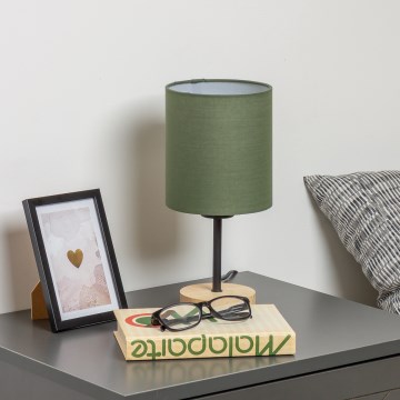 Brilagi - Tischleuchte NUBILA WOOD 1xE27/25W/230V Eiche/grün