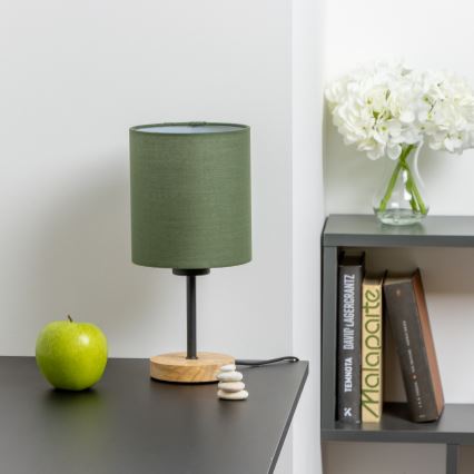 Brilagi - Tischleuchte NUBILA WOOD 1xE27/25W/230V Eiche/grün