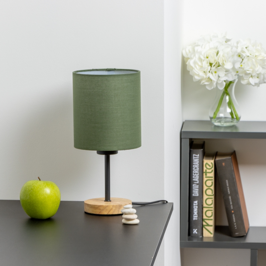 Brilagi - Tischleuchte NUBILA WOOD 1xE27/25W/230V Eiche/grün