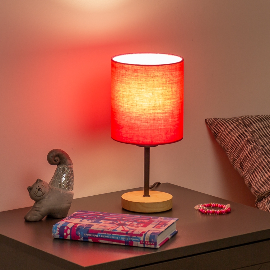 Brilagi - Tischleuchte NUBILA WOOD 1xE27/25W/230V Eiche/pink