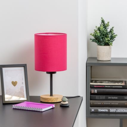 Brilagi - Tischleuchte NUBILA WOOD 1xE27/25W/230V Eiche/pink