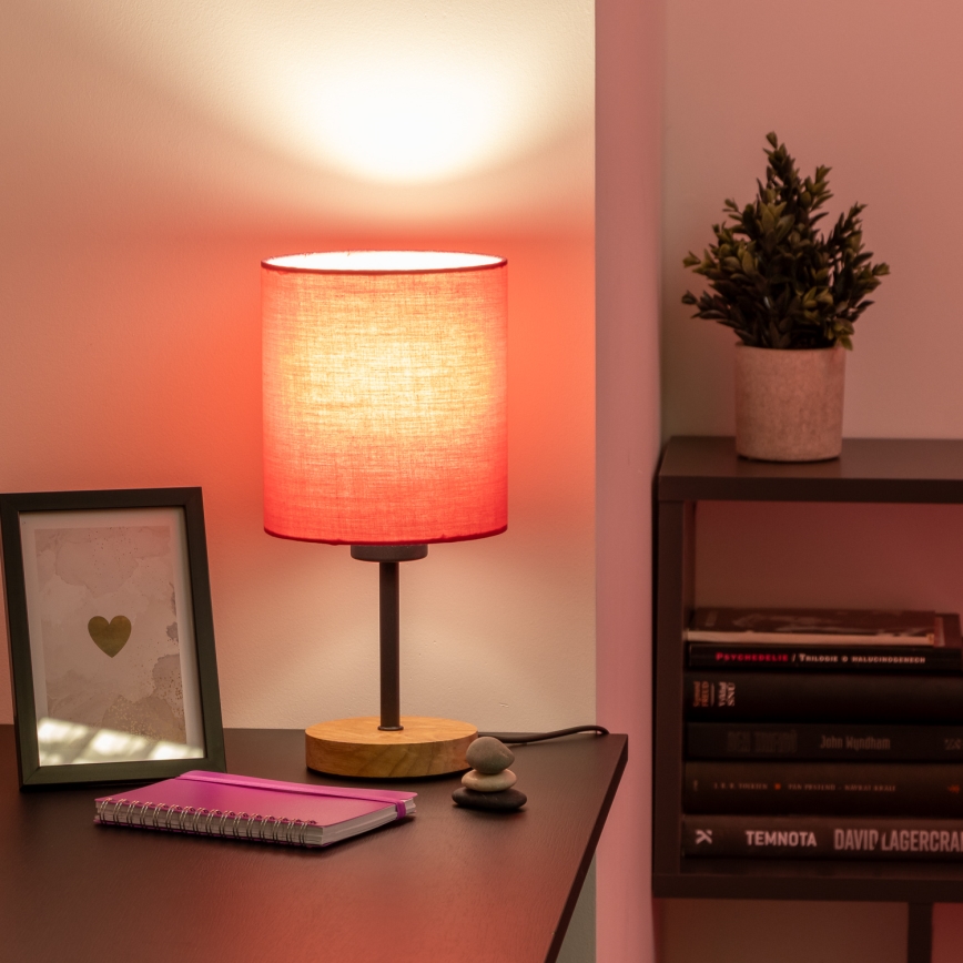 Brilagi - Tischleuchte NUBILA WOOD 1xE27/25W/230V Eiche/pink