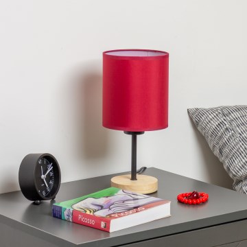 Brilagi - Tischleuchte NUBILA WOOD 1xE27/25W/230V Eiche/Pompejanisch rot