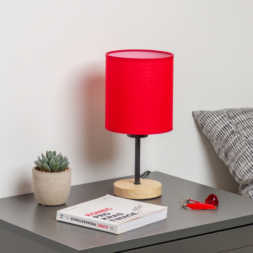 Brilagi - Tischleuchte NUBILA WOOD 1xE27/25W/230V Eiche/rot