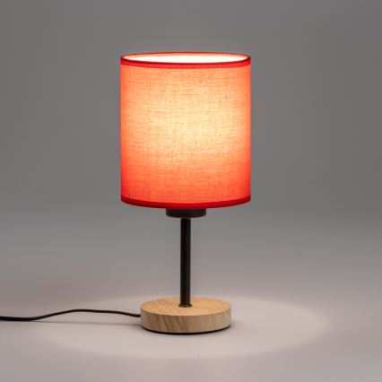 Brilagi - Tischleuchte NUBILA WOOD 1xE27/25W/230V Eiche/rot