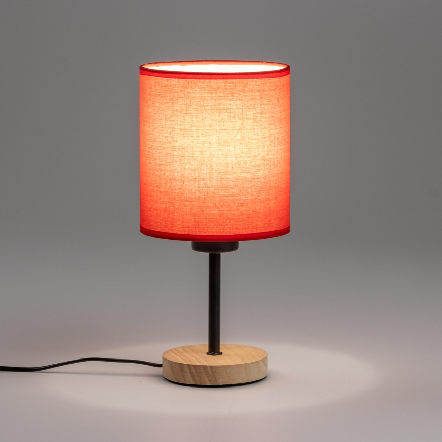 Brilagi - Tischleuchte NUBILA WOOD 1xE27/25W/230V Eiche/rot