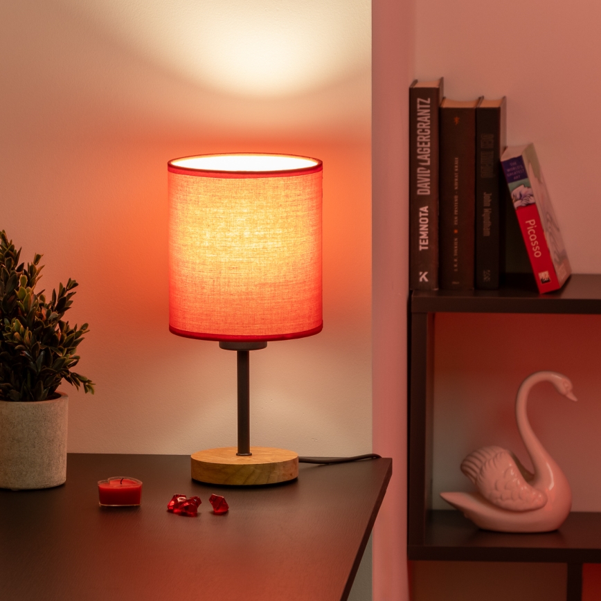 Brilagi - Tischleuchte NUBILA WOOD 1xE27/25W/230V Eiche/rot