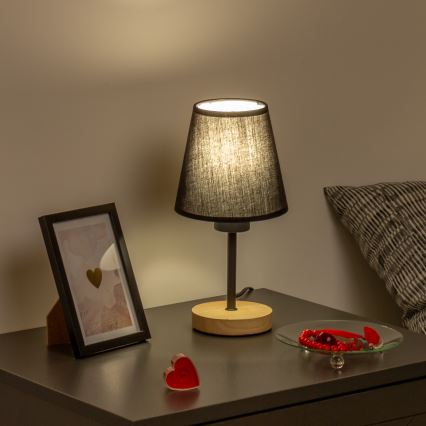 Brilagi - Tischleuchte NUBILA WOOD 1xE27/25W/230V Eiche/schwarz