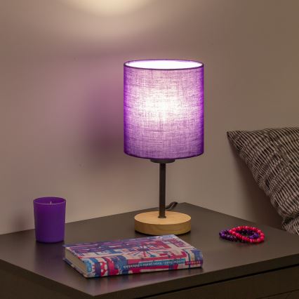 Brilagi - Tischleuchte NUBILA WOOD 1xE27/25W/230V Eiche/violett