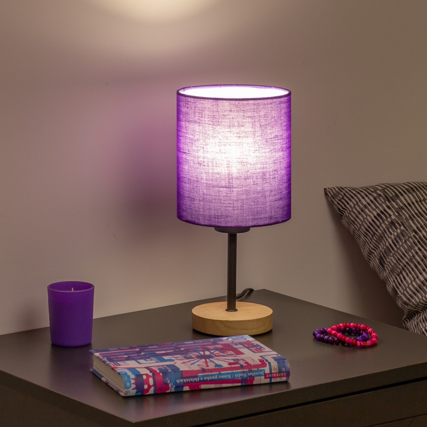 Brilagi - Tischleuchte NUBILA WOOD 1xE27/25W/230V Eiche/violett