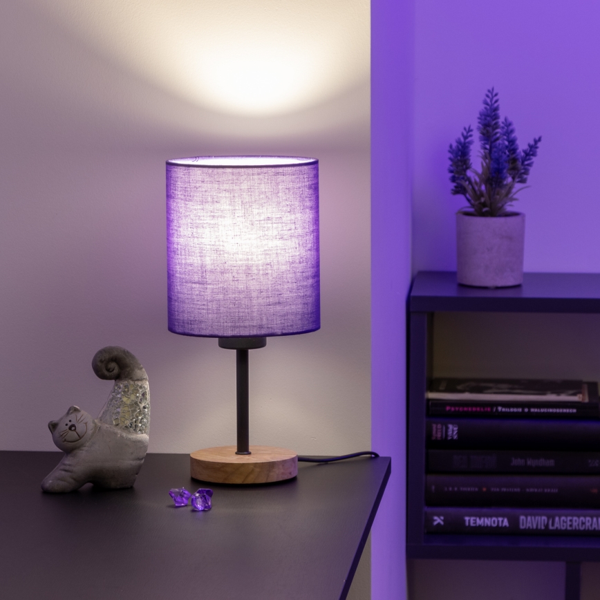 Brilagi - Tischleuchte NUBILA WOOD 1xE27/25W/230V Eiche/violett