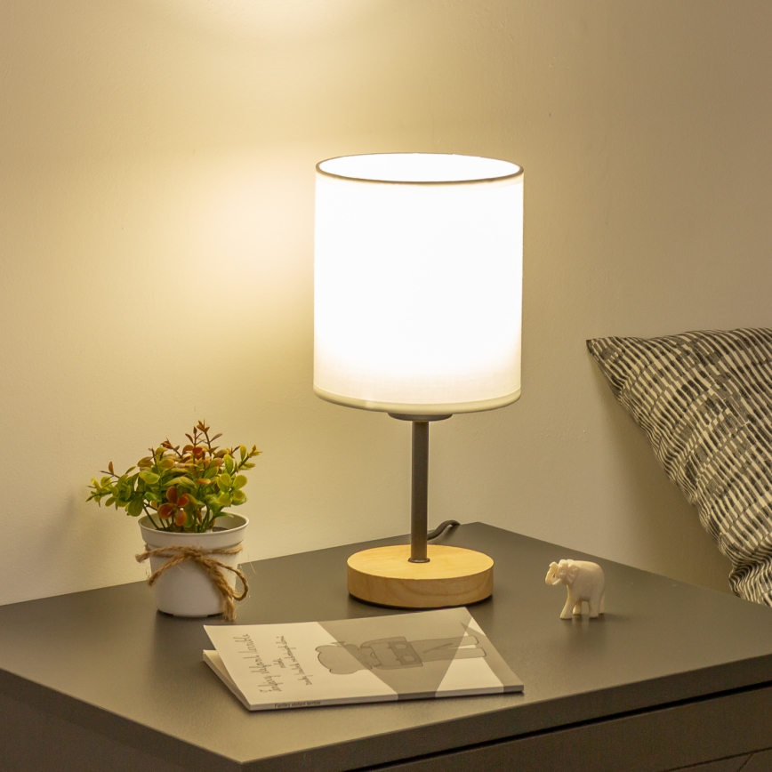 Brilagi - Tischleuchte NUBILA WOOD 1xE27/25W/230V Eiche/weiß