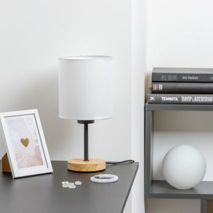 Brilagi - Tischleuchte NUBILA WOOD 1xE27/25W/230V Eiche/weiß