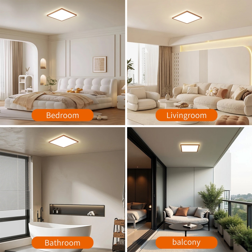 Brilagi - LED-Deckenleuchte für Badezimmer ULTRA SLIM LED/18W/230V 30x30 cm Roségold IP54