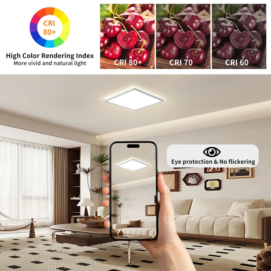 Brilagi - LED-Badezimmer-Deckenleuchte ULTRA SLIM LED/18W/230V 30x30 cm Silber IP54