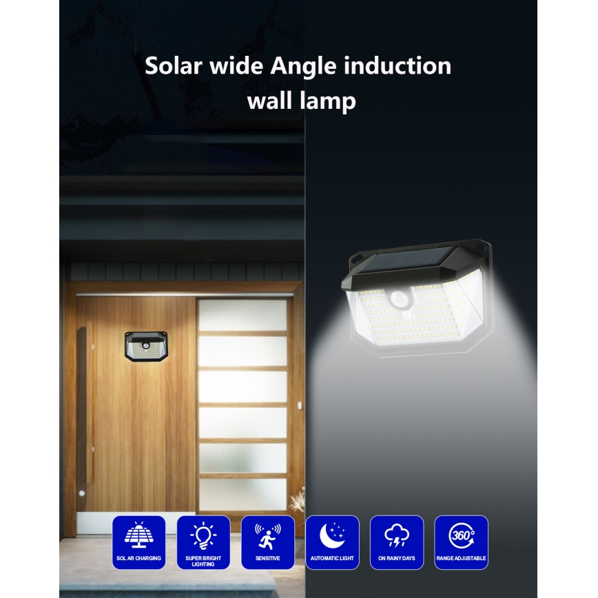 Brilagi - LED Solar-Wandleuchte mit Bewegungs- und Dämmerungssensor WALLIE LED/4W/5,5V 1200mAh 6500K IP65