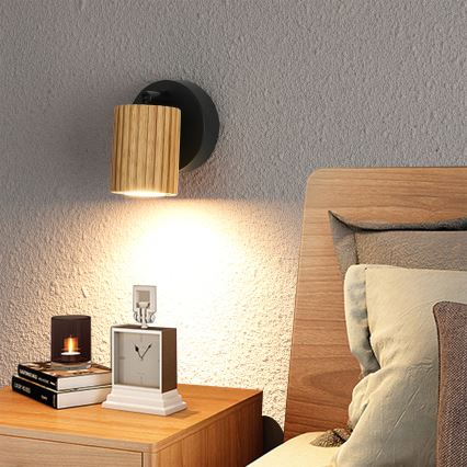 Brilagi - Wand-Spot MODERN WOOD 1xGU10/8W/230V Gummibaum/schwarz