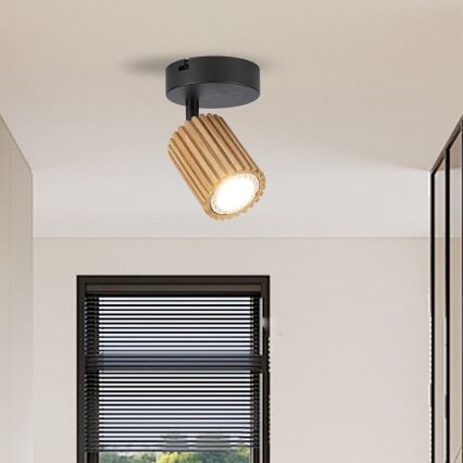 Brilagi - Wand-Spot MODERN WOOD 1xGU10/8W/230V Gummibaum/schwarz