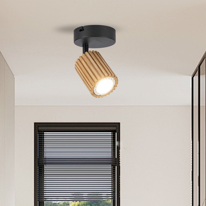 Brilagi - Wand-Spot MODERN WOOD 1xGU10/8W/230V Gummibaum/schwarz