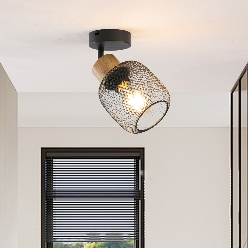 Brilagi - Wand-Spotleuchte BASKLITE 1xE27/15W/230V Holz/Schwarz