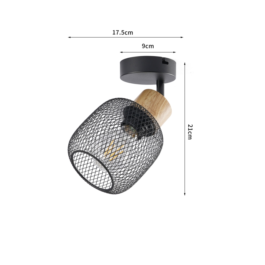 Brilagi - Wand-Spotleuchte BASKLITE 1xE27/15W/230V Holz/Schwarz