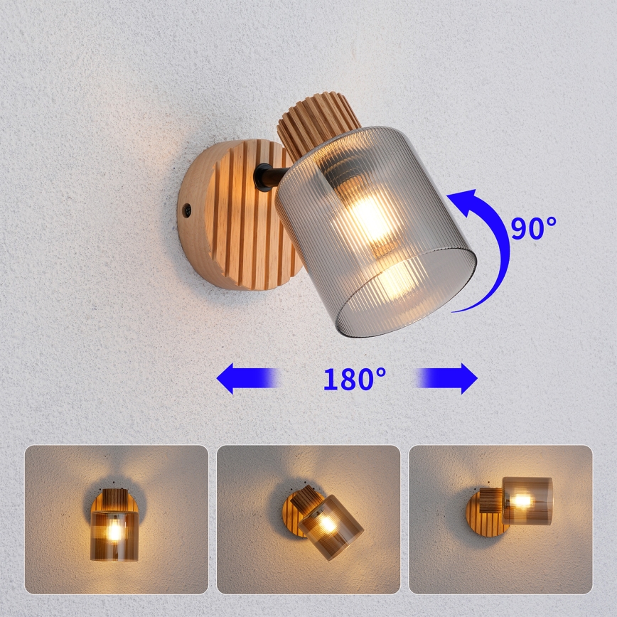 Brilagi - Wand-Spotleuchte HYGGE 1xE14/15W/230V Gummibaumholz/rauchfarben
