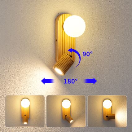 Brilagi - Wand-Spotleuchte MODERN WOOD 1xG9/5W/230V + 1xGU10/8W Holz